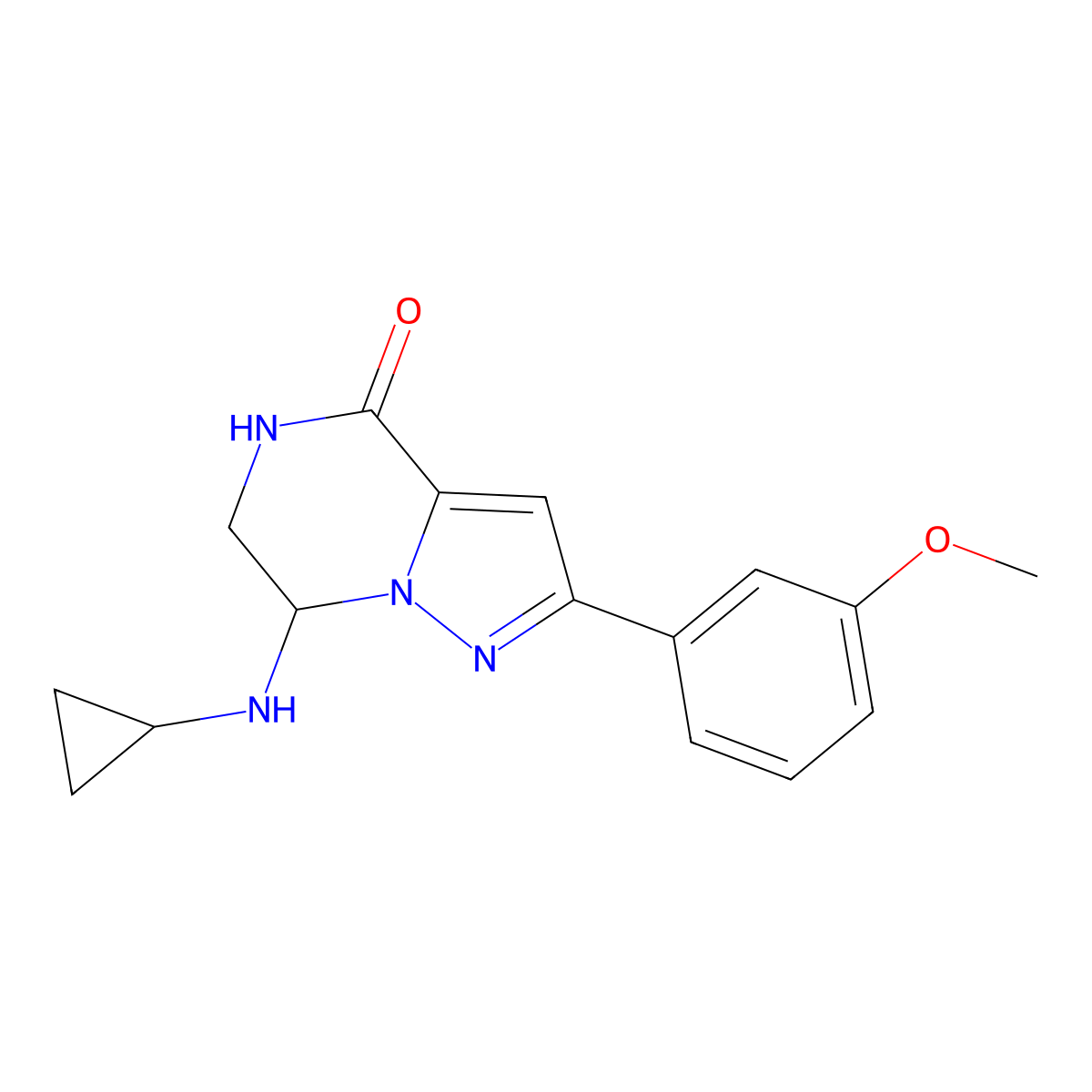 7-(cyclopropylamino)-2-(3-methoxyphenyl)-6,7-dihydropyrazolo[1,5-a]pyrazin-4(5H)-one molecular structure, CAS 1775323-13-1