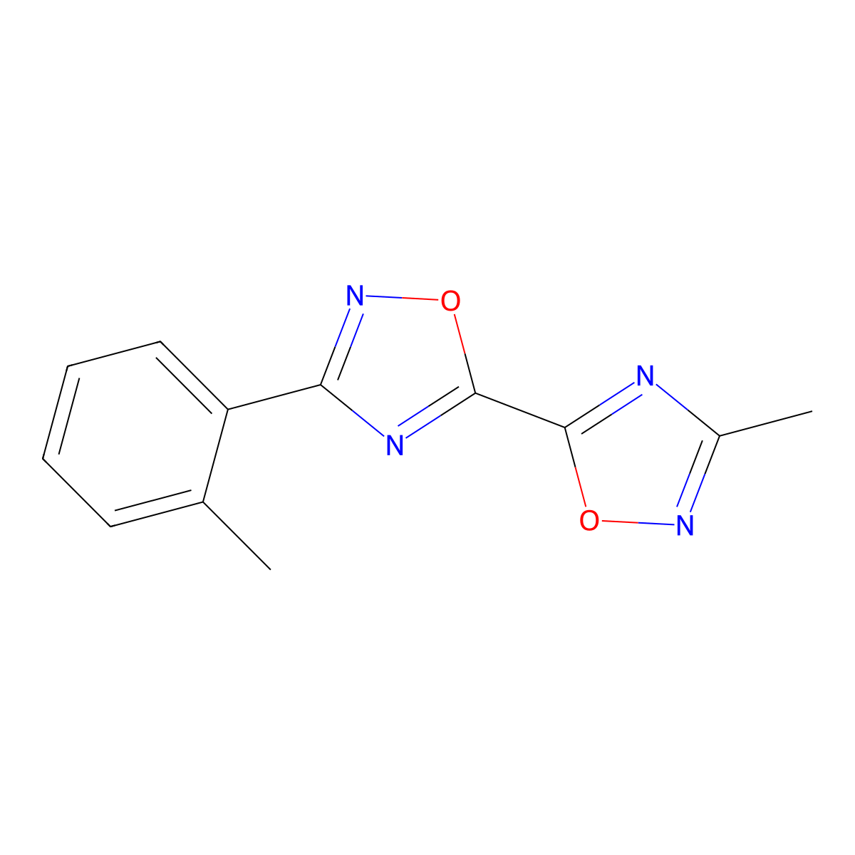 3-Methyl-3'-(2-methylphenyl)-5,5'-bi-1,2,4-oxadiazole molecular structure, CAS 1775323-49-3