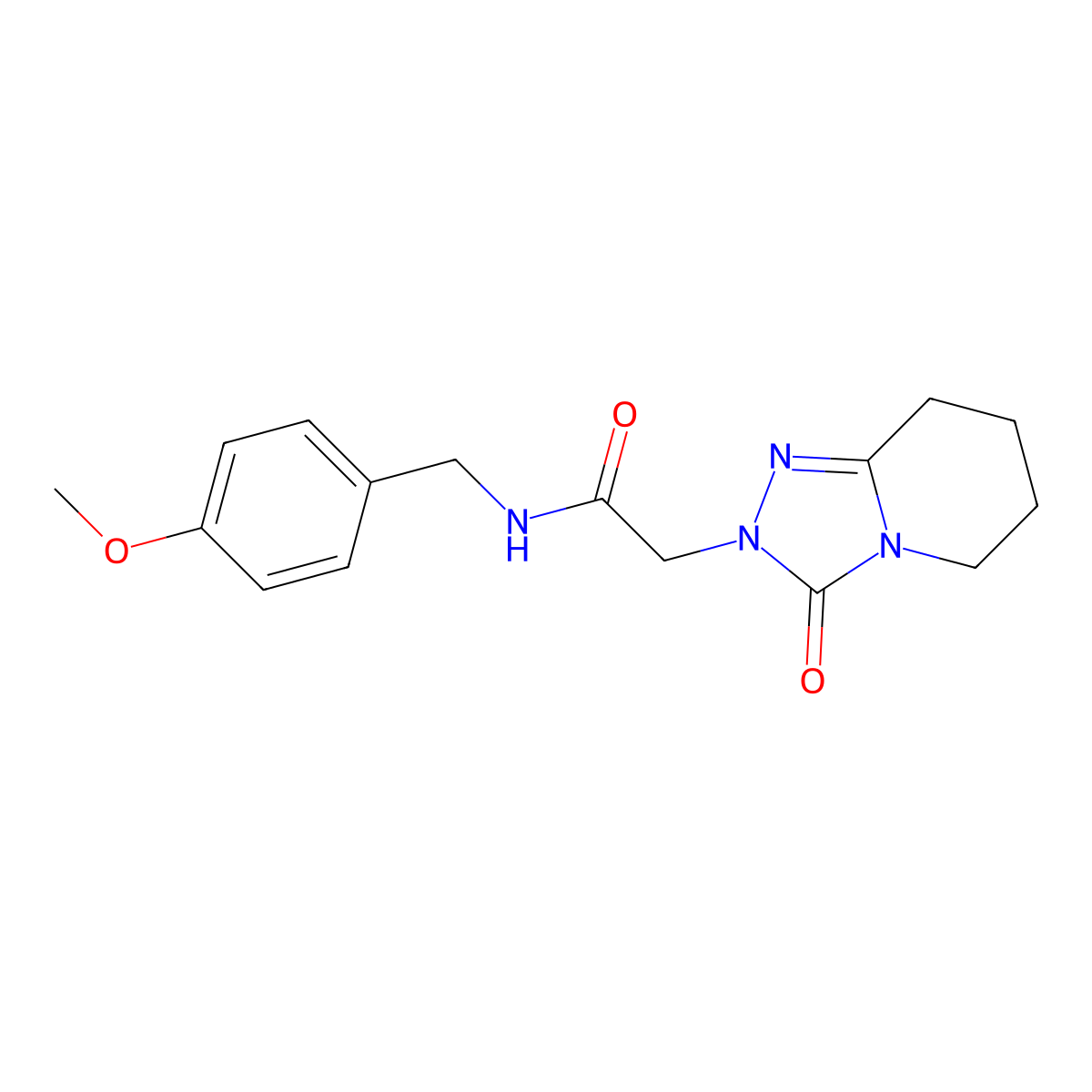 N-[(4-methoxyphenyl)methyl]-2-(3-oxo-5,6,7,8-tetrahydro-[1,2,4]triazolo[4,3-a]pyridin-2-yl)acetamide molecular structure, CAS 1775323-69-7