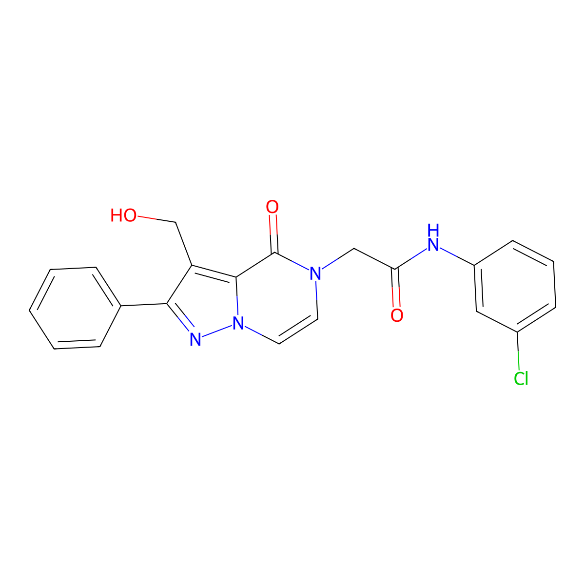 N-(3-Chlorophenyl)-2-[3-(hydroxymethyl)-4-oxo-2-phenyl-4H,5H-pyrazolo[1,5-A]pyrazin-5-YL]acetamide molecular structure, CAS 1775323-84-6