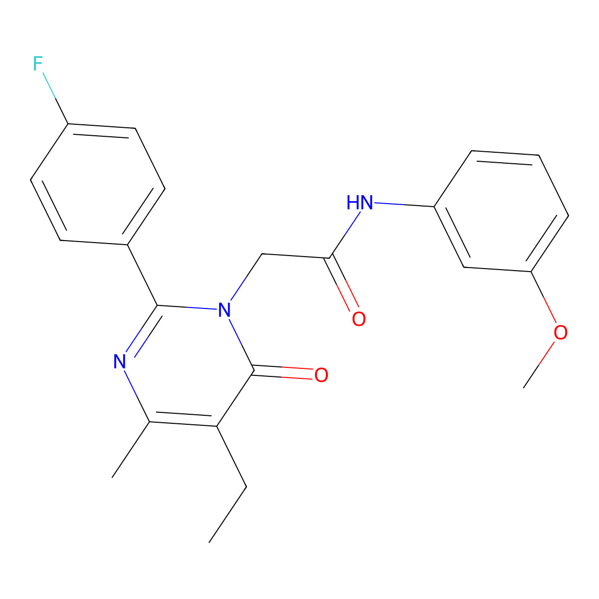 2-[5-Ethyl-2-(4-fluorophenyl)-4-methyl-6-oxo-1,6-dihydropyrimidin-1-YL]-N-(3-methoxyphenyl)acetamide molecular structure, CAS 1775324-85-0