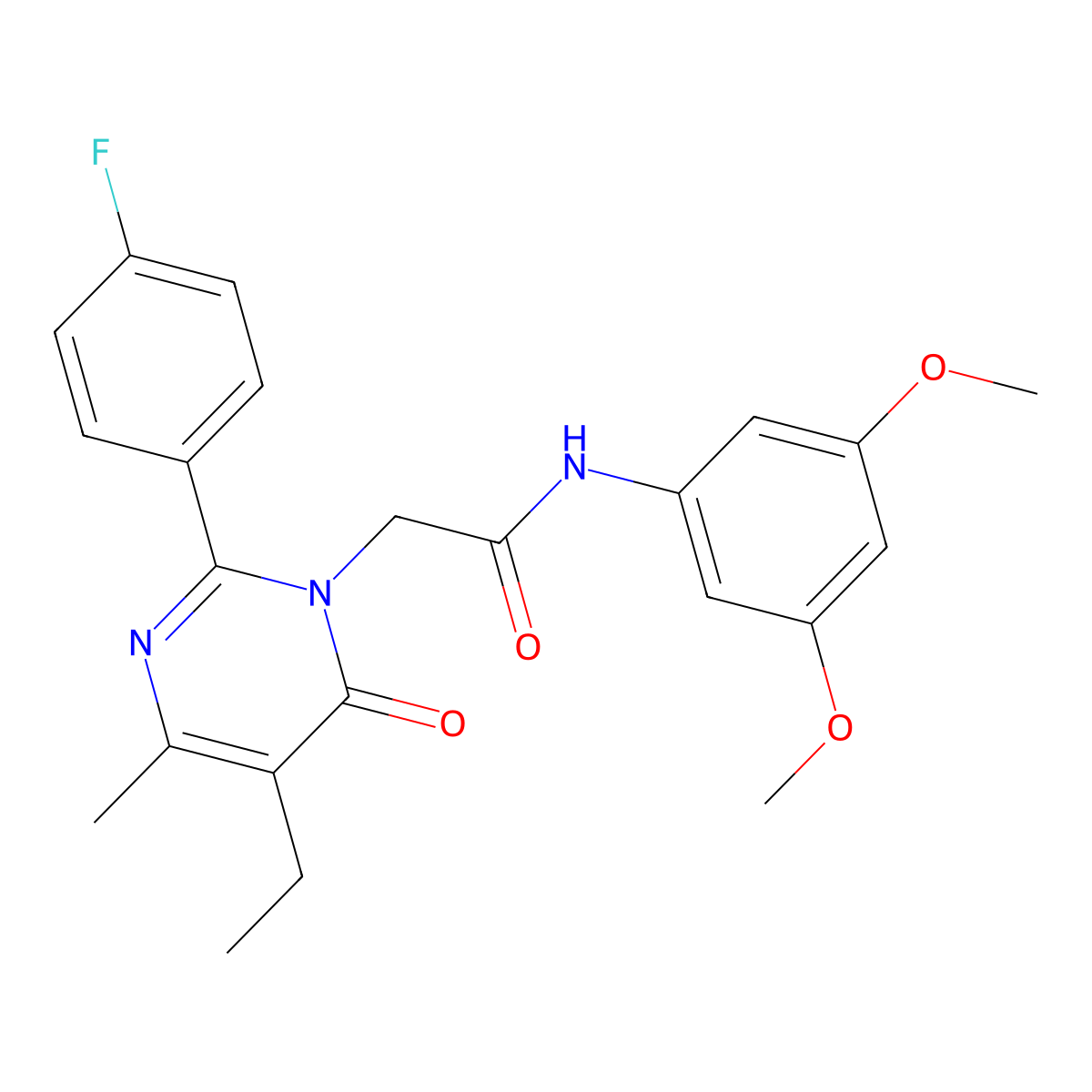 N-(3,5-Dimethoxyphenyl)-2-[5-ethyl-2-(4-fluorophenyl)-4-methyl-6-oxo-1,6-dihydropyrimidin-1-YL]acetamide molecular structure, CAS 1775324-97-4