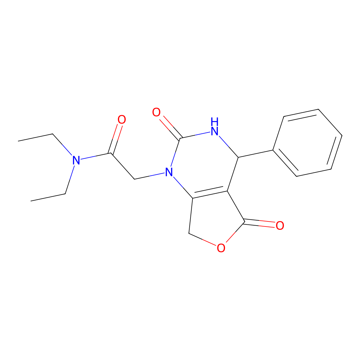 2-(2,5-dioxo-4-phenyl-3,4,5,7-tetrahydrofuro[3,4-d]pyrimidin-1(2H)-yl)-N,N-diethylacetamide molecular structure, CAS 1775326-99-2