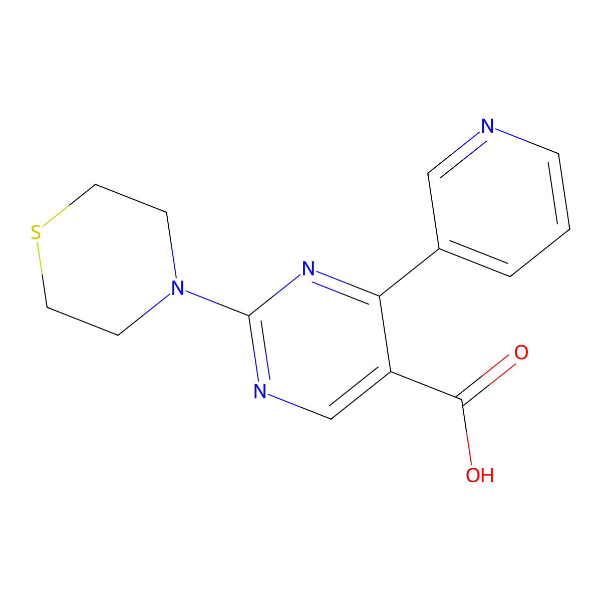 4-(Pyridin-3-yl)-2-(thiomorpholin-4-yl)pyrimidine-5-carboxylic acid molecular structure, CAS 1775329-52-6