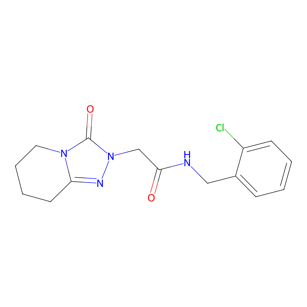 N-[(2-Chlorophenyl)methyl]-2-{3-oxo-2H,3H,5H,6H,7H,8H-[1,2,4]triazolo[4,3-A]pyridin-2-YL}acetamide molecular structure, CAS 1775329-66-2