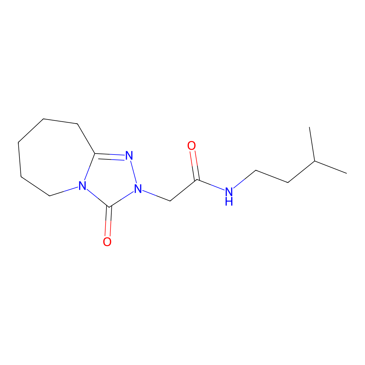 N-(3-methylbutyl)-2-{3-oxo-2H,3H,5H,6H,7H,8H,9H-[1,2,4]triazolo[4,3-a]azepin-2-yl}acetamide molecular structure, CAS 1775329-74-2