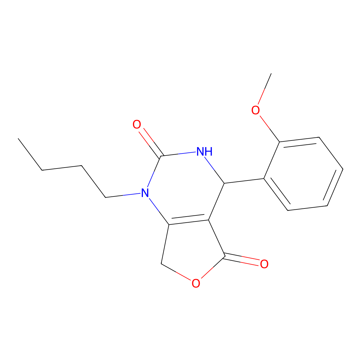 1-butyl-4-(2-methoxyphenyl)-4,7-dihydrofuro[3,4-d]pyrimidine-2,5(1H,3H)-dione molecular structure, CAS 1775329-87-7