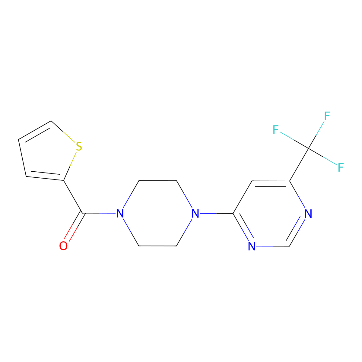 4-[4-(Thiophene-2-carbonyl)piperazin-1-YL]-6-(trifluoromethyl)pyrimidine molecular structure, CAS 1775331-26-4
