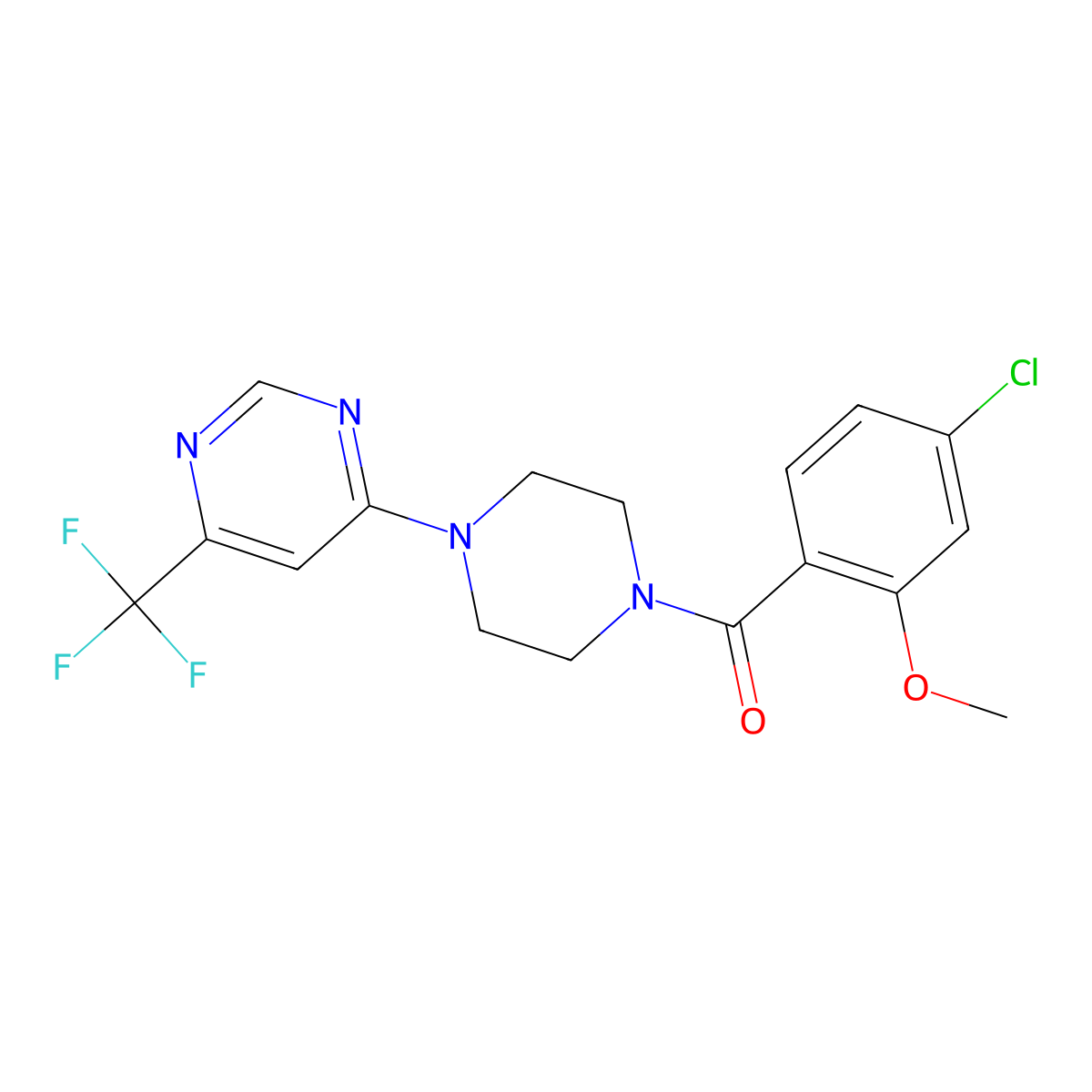 4-[4-(4-Chloro-2-methoxybenzoyl)piperazin-1-yl]-6-(trifluoromethyl)pyrimidine molecular structure, CAS 1775331-54-8