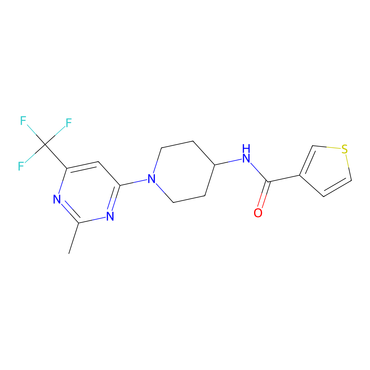 N-{1-[2-methyl-6-(trifluoromethyl)pyrimidin-4-yl]piperidin-4-yl}thiophene-3-carboxamide molecular structure, CAS 1775331-60-6