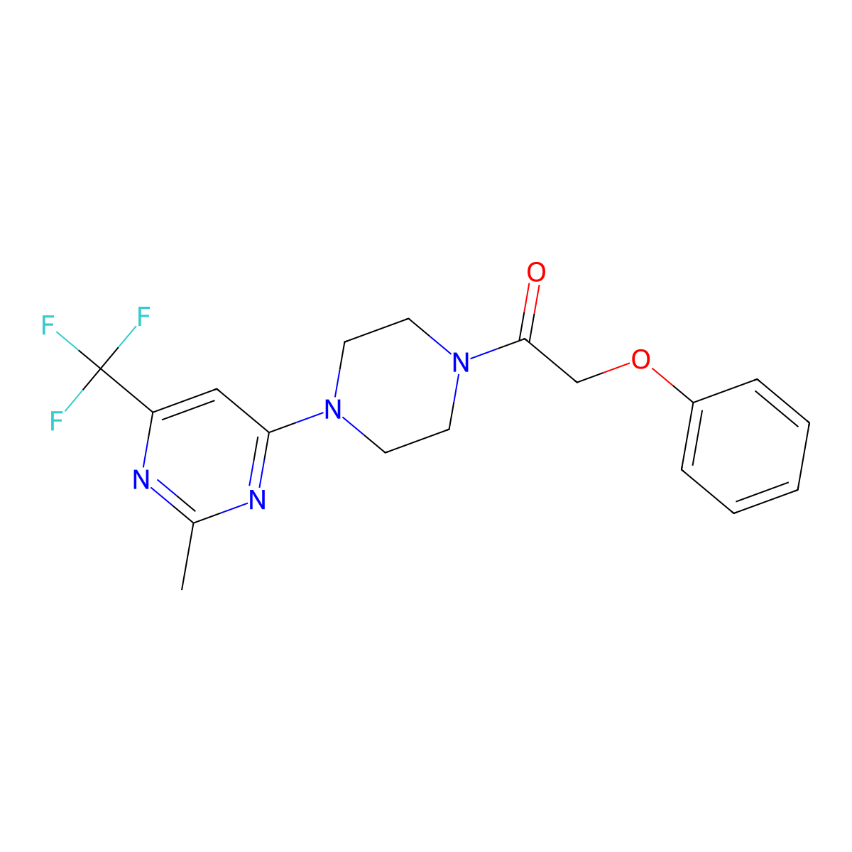 2-Methyl-4-[4-(phenoxyacetyl)piperazin-1-yl]-6-(trifluoromethyl)pyrimidine molecular structure, CAS 1775331-97-9