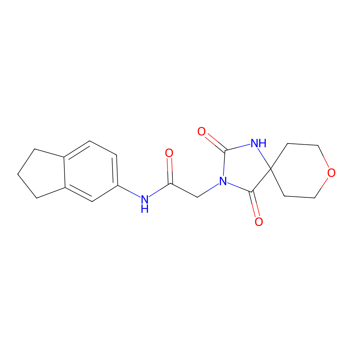 N-(2,3-dihydro-1H-inden-5-yl)-2-(2,4-dioxo-8-oxa-1,3-diazaspiro[4.5]dec-3-yl)acetamide molecular structure, CAS 1775334-58-1
