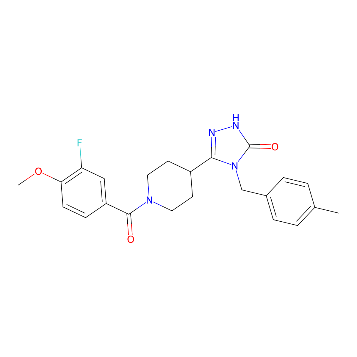 5-[1-(3-fluoro-4-methoxybenzoyl)piperidin-4-yl]-4-(4-methylbenzyl)-2,4-dihydro-3H-1,2,4-triazol-3-one molecular structure, CAS 1775335-58-4