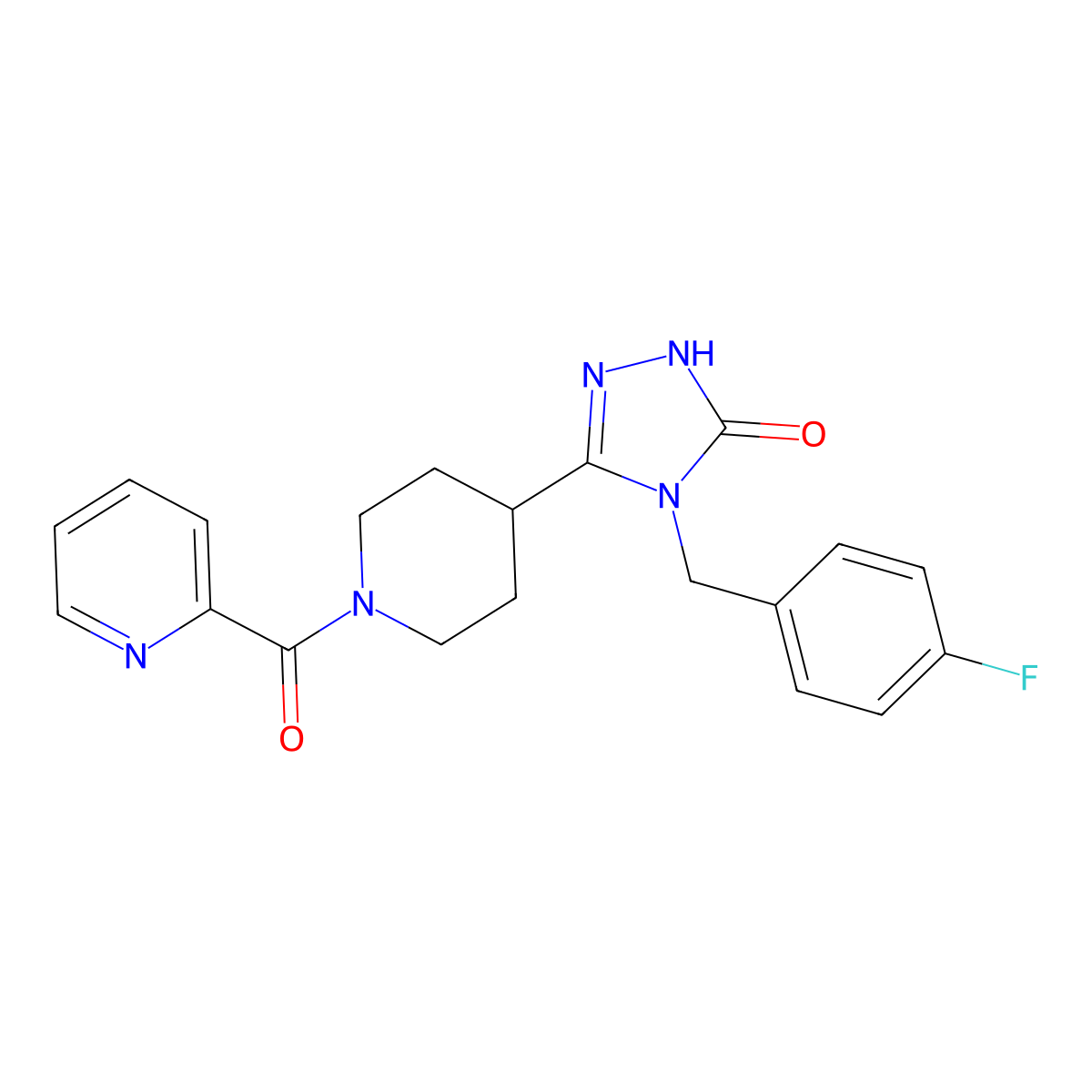 4-(4-fluorobenzyl)-5-[1-(pyridin-2-ylcarbonyl)piperidin-4-yl]-2,4-dihydro-3H-1,2,4-triazol-3-one molecular structure, CAS 1775336-28-1