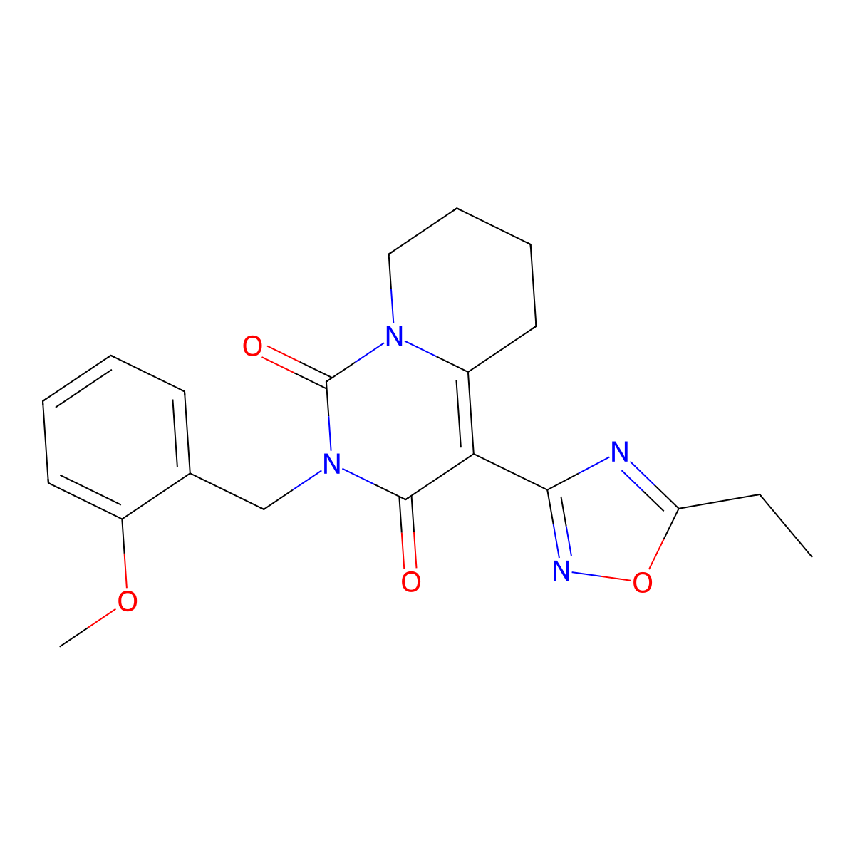 4-(5-ethyl-1,2,4-oxadiazol-3-yl)-2-(2-methoxybenzyl)-5,6,7,8-tetrahydro-1H-pyrido[1,2-c]pyrimidine-1,3(2H)-dione molecular structure, CAS 1775336-66-7