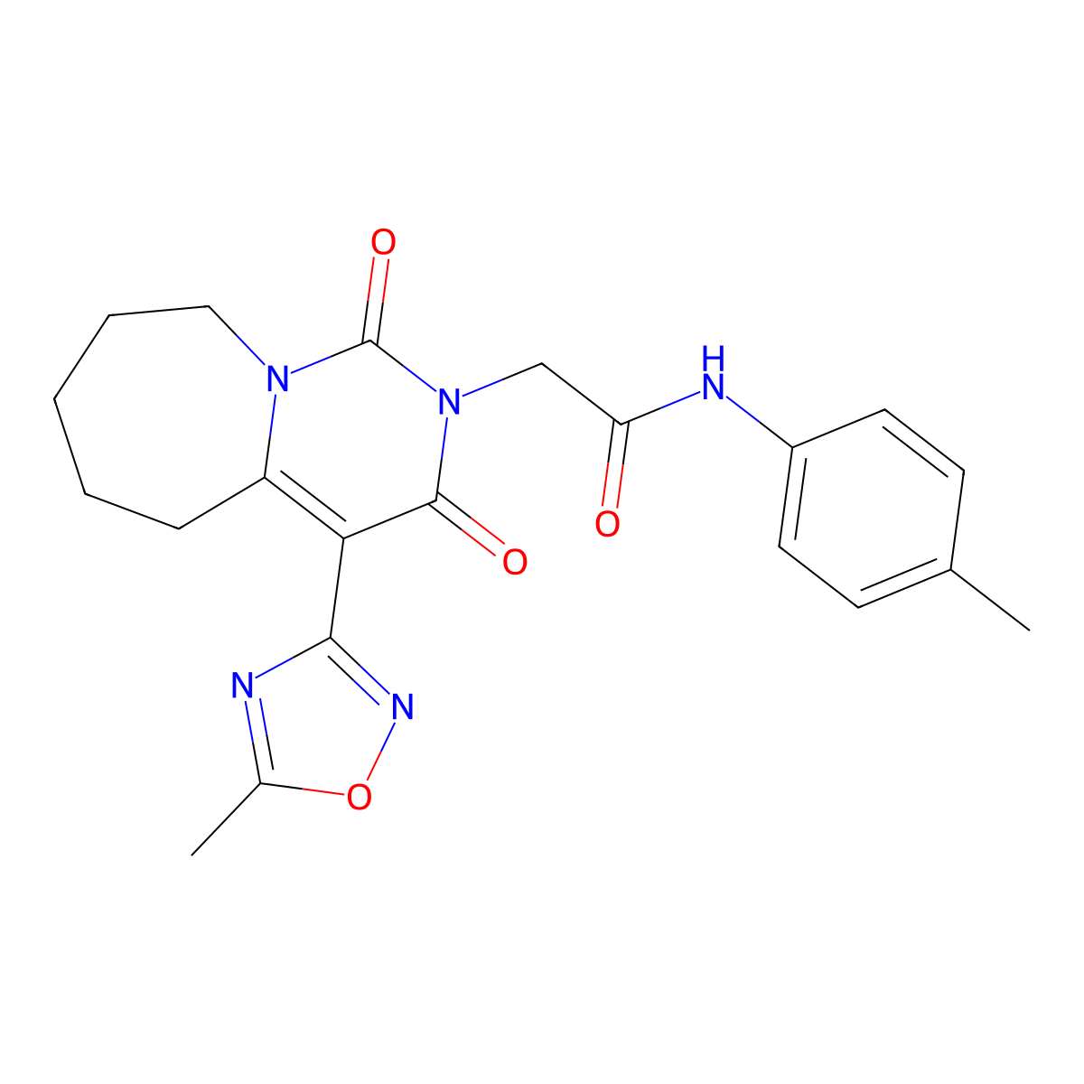 2-[4-(5-methyl-1,2,4-oxadiazol-3-yl)-1,3-dioxo-1H,2H,3H,5H,6H,7H,8H,9H-pyrimido[1,6-a]azepin-2-yl]-N-(4-methylphenyl)acetamide molecular structure, CAS 1775338-17-4