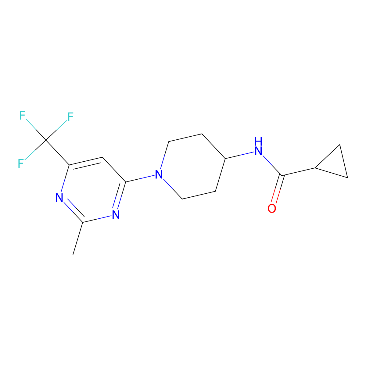 N-{1-[2-methyl-6-(trifluoromethyl)pyrimidin-4-yl]piperidin-4-yl}cyclopropanecarboxamide molecular structure, CAS 1775341-94-0