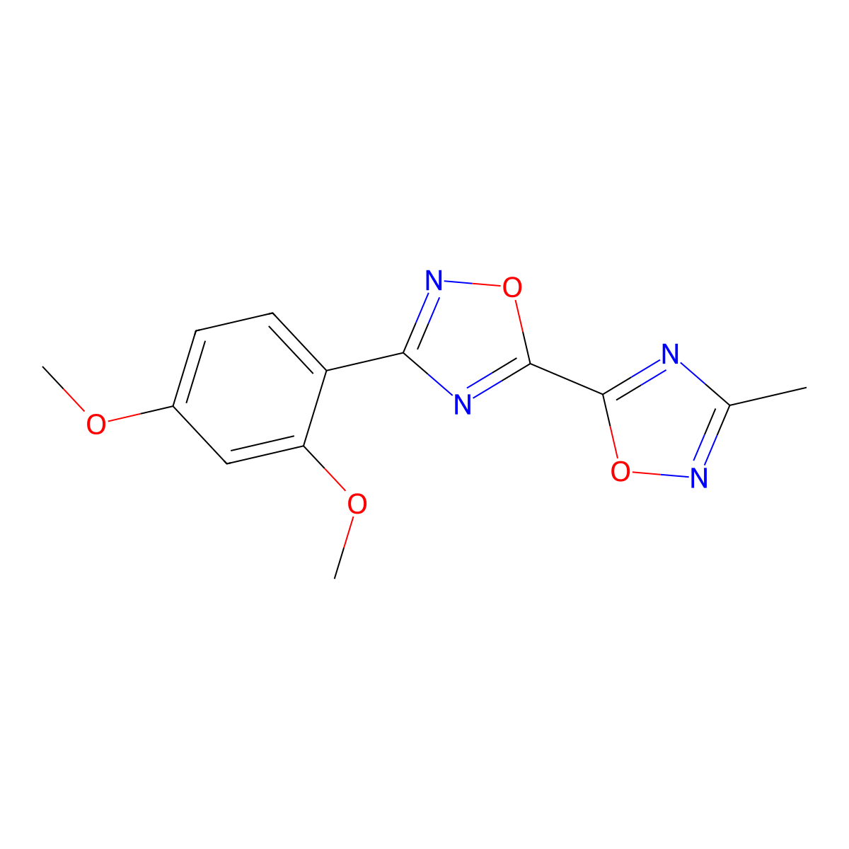 3-(2,4-Dimethoxyphenyl)-3'-methyl-5,5'-bi-1,2,4-oxadiazole molecular structure, CAS 1775344-27-8
