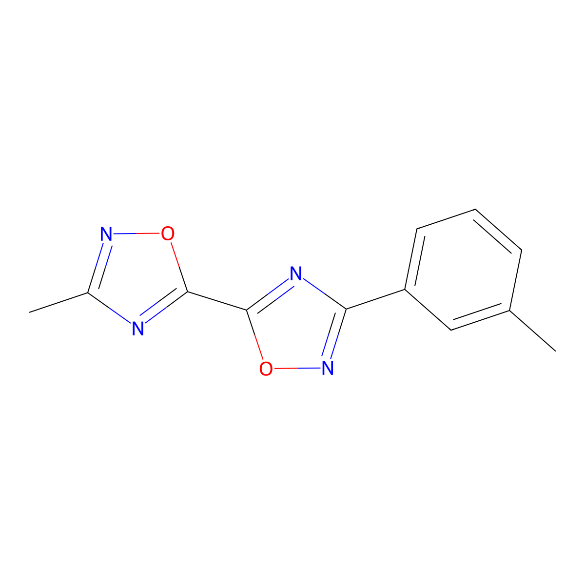 3-Methyl-3'-(3-methylphenyl)-5,5'-bi-1,2,4-oxadiazole molecular structure, CAS 1775344-31-4