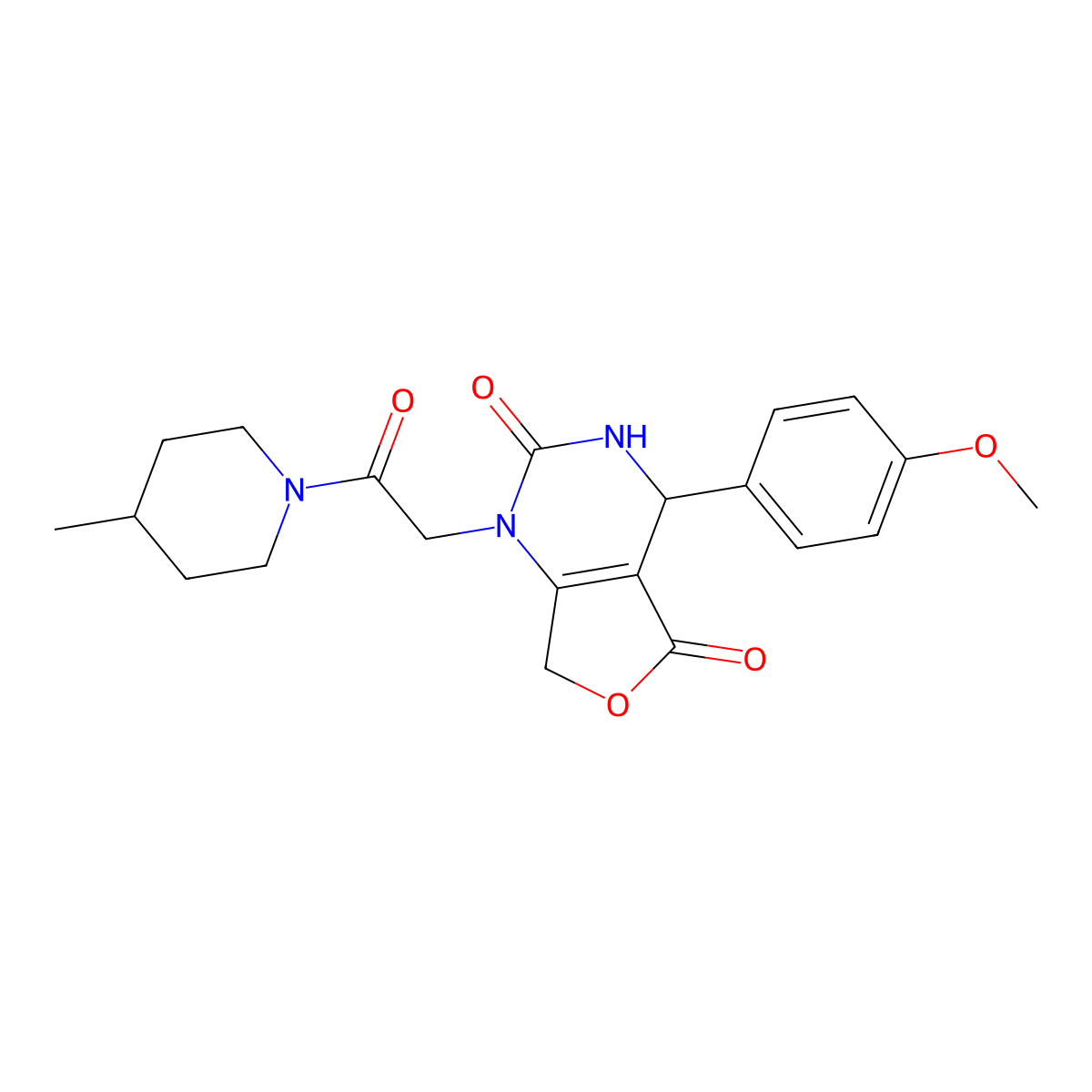 4-(4-Methoxyphenyl)-1-[2-(4-methylpiperidin-1-YL)-2-oxoethyl]-1H,2H,3H,4H,5H,7H-furo[3,4-D]pyrimidine-2,5-dione molecular structure, CAS 1775344-85-8