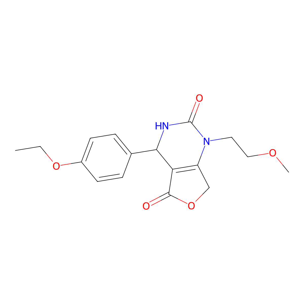 4-(4-ethoxyphenyl)-1-(2-methoxyethyl)-4,7-dihydrofuro[3,4-d]pyrimidine-2,5(1H,3H)-dione molecular structure, CAS 1775344-89-2