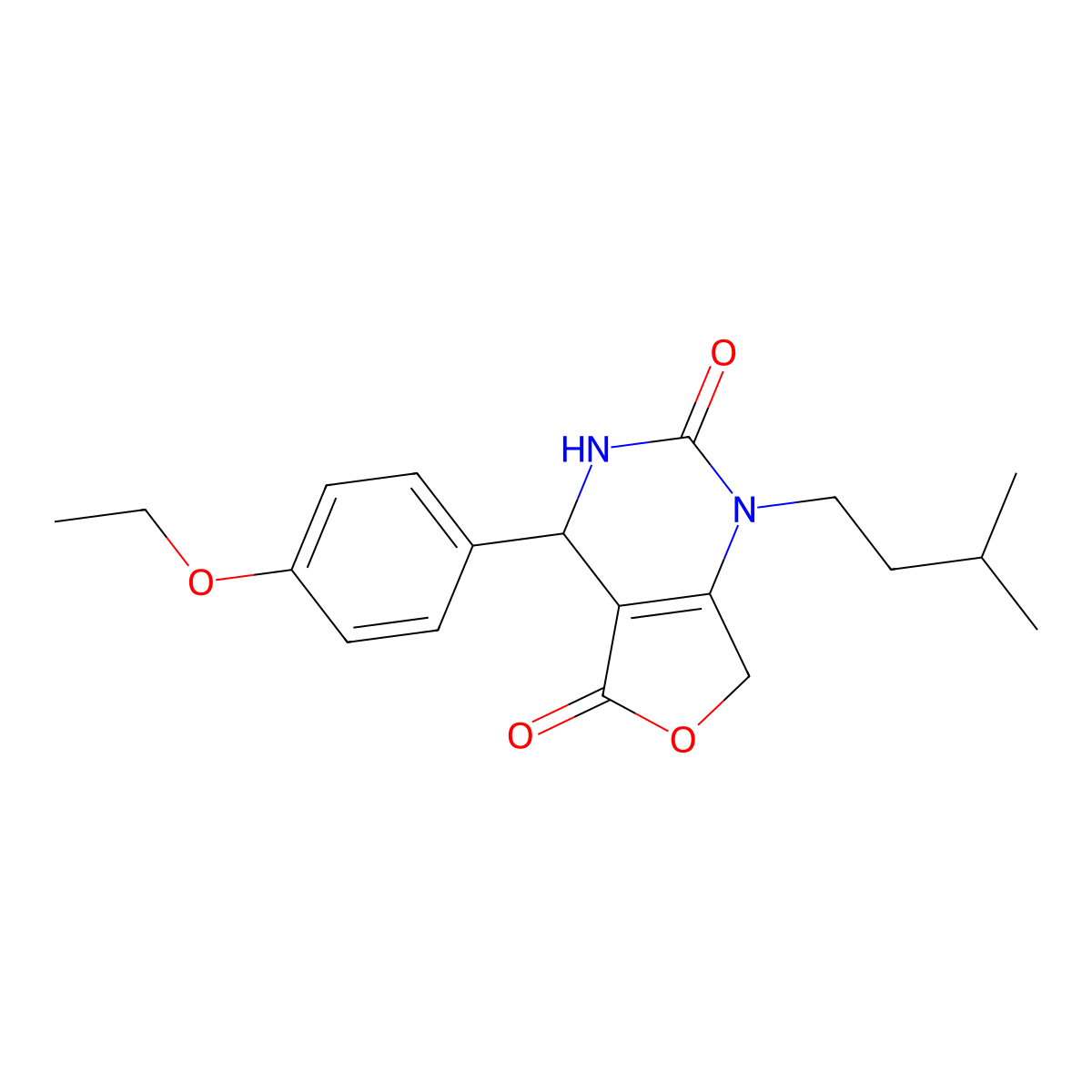 4-(4-ethoxyphenyl)-1-(3-methylbutyl)-4,7-dihydrofuro[3,4-d]pyrimidine-2,5(1H,3H)-dione molecular structure, CAS 1775344-92-7