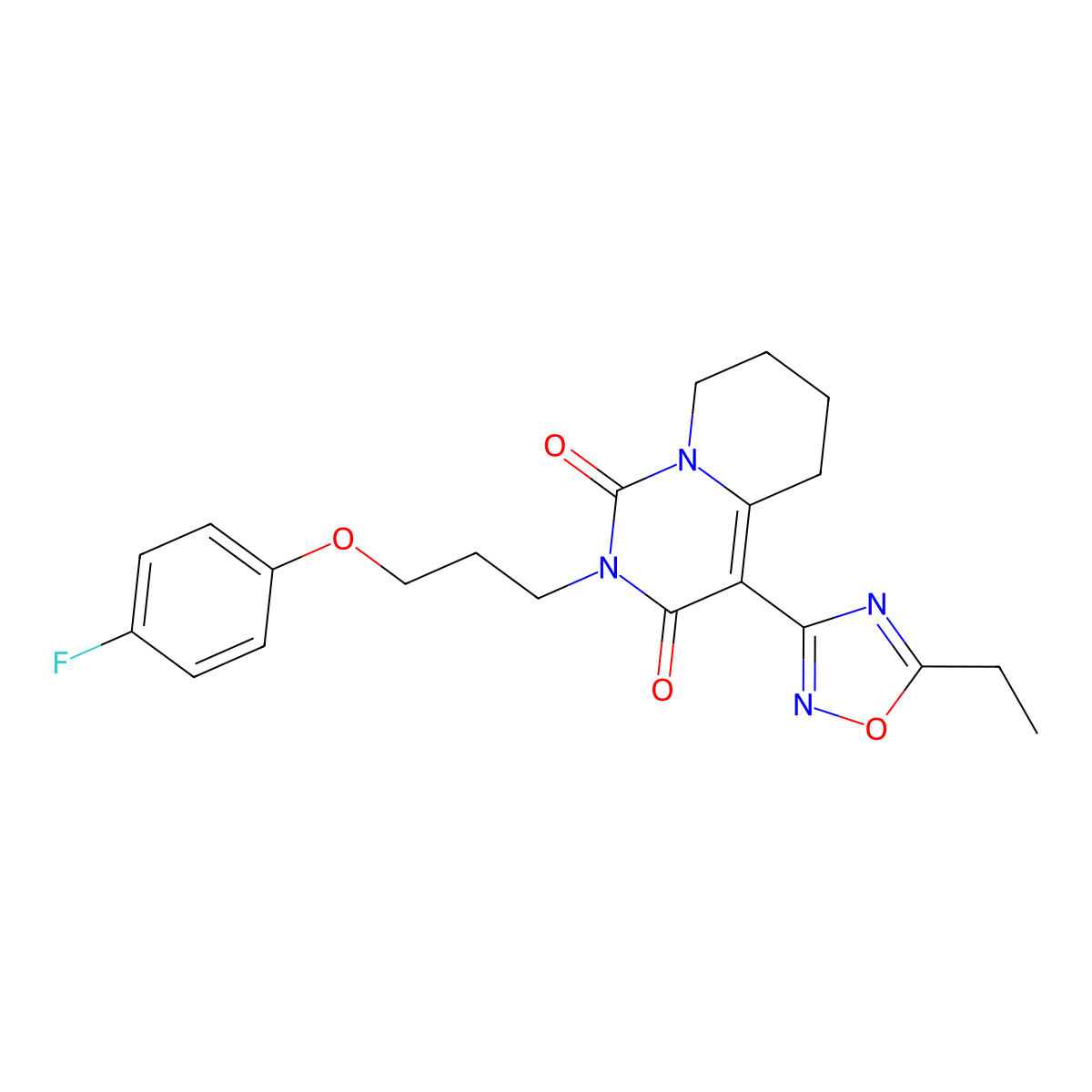 4-(5-ethyl-1,2,4-oxadiazol-3-yl)-2-[3-(4-fluorophenoxy)propyl]-1H,2H,3H,5H,6H,7H,8H-pyrido[1,2-c]pyrimidine-1,3-dione molecular structure, CAS 1775345-18-0