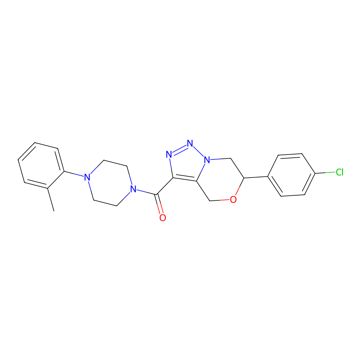 1-[6-(4-Chlorophenyl)-4H,6H,7H-[1,2,3]triazolo[4,3-C][1,4]oxazine-3-carbonyl]-4-(2-methylphenyl)piperazine molecular structure, CAS 1775345-28-2