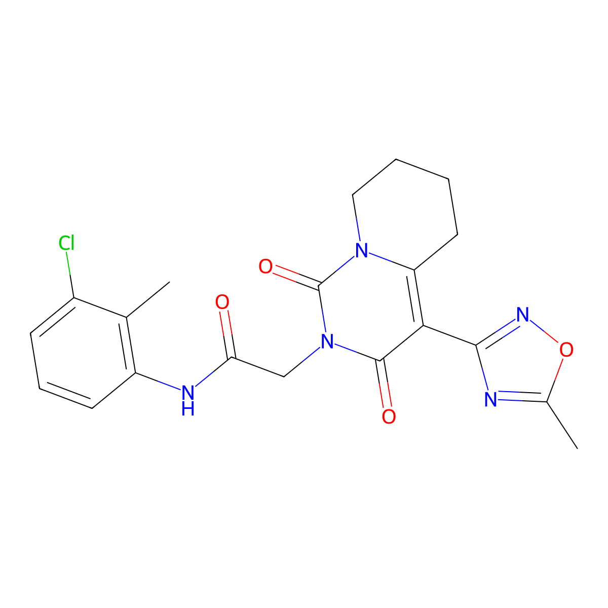 N-(3-chloro-2-methylphenyl)-2-[4-(5-methyl-1,2,4-oxadiazol-3-yl)-1,3-dioxo-5,6,7,8-tetrahydro-1H-pyrido[1,2-c]pyrimidin-2(3H)-yl]acetamide molecular structure, CAS 1775345-32-8