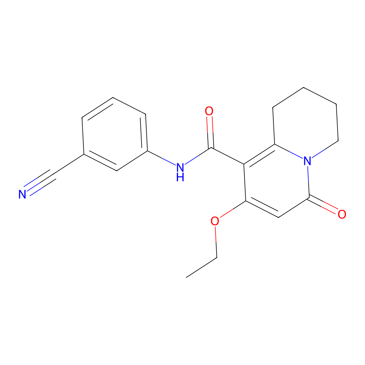 N-(3-cyanophenyl)-8-ethoxy-6-oxo-1,3,4,6-tetrahydro-2H-quinolizine-9-carboxamide molecular structure, CAS 1775345-39-5