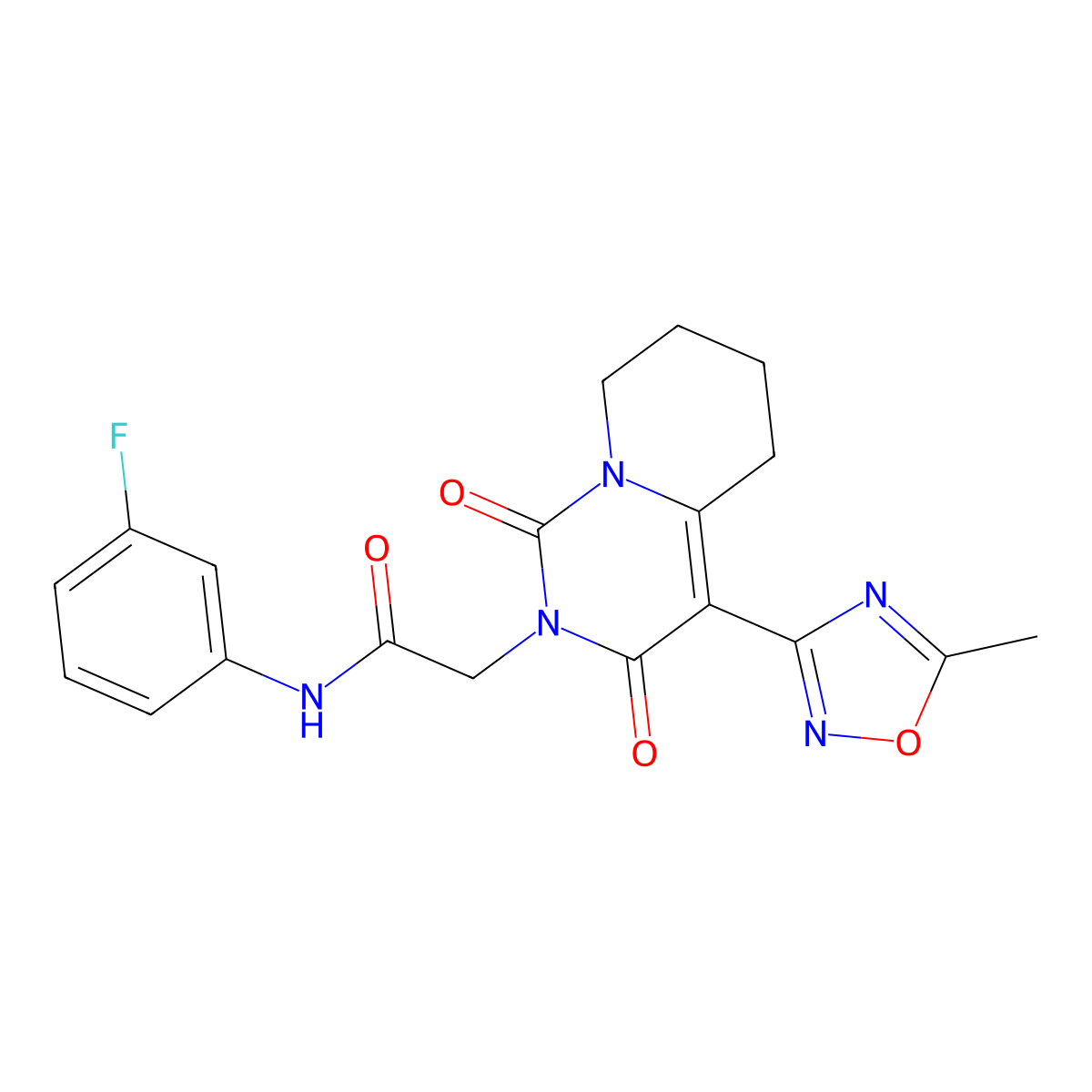 N-(3-fluorophenyl)-2-[4-(5-methyl-1,2,4-oxadiazol-3-yl)-1,3-dioxo-5,6,7,8-tetrahydro-1H-pyrido[1,2-c]pyrimidin-2(3H)-yl]acetamide molecular structure, CAS 1775345-40-8