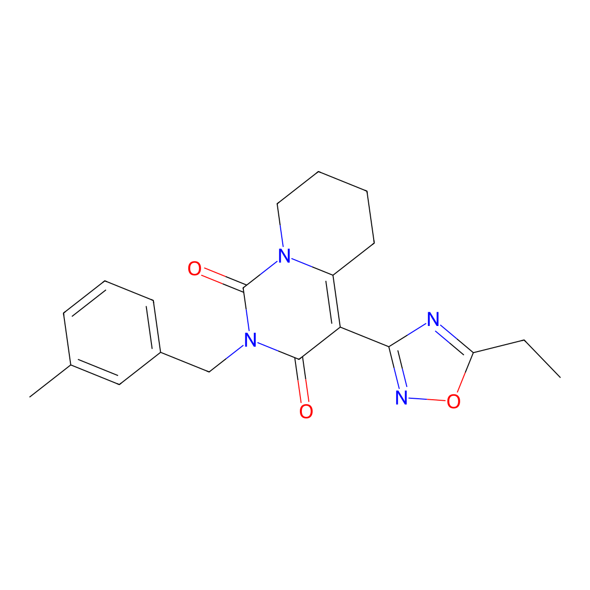 4-(5-ethyl-1,2,4-oxadiazol-3-yl)-2-(3-methylbenzyl)-5,6,7,8-tetrahydro-1H-pyrido[1,2-c]pyrimidine-1,3(2H)-dione molecular structure, CAS 1775345-57-7