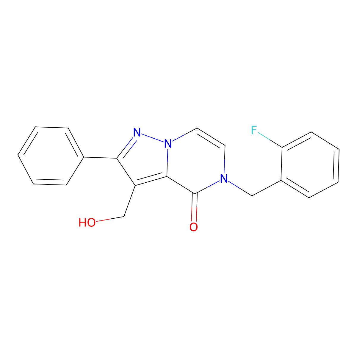 5-(2-fluorobenzyl)-3-(hydroxymethyl)-2-phenylpyrazolo[1,5-a]pyrazin-4(5H)-one molecular structure, CAS 1775346-19-4