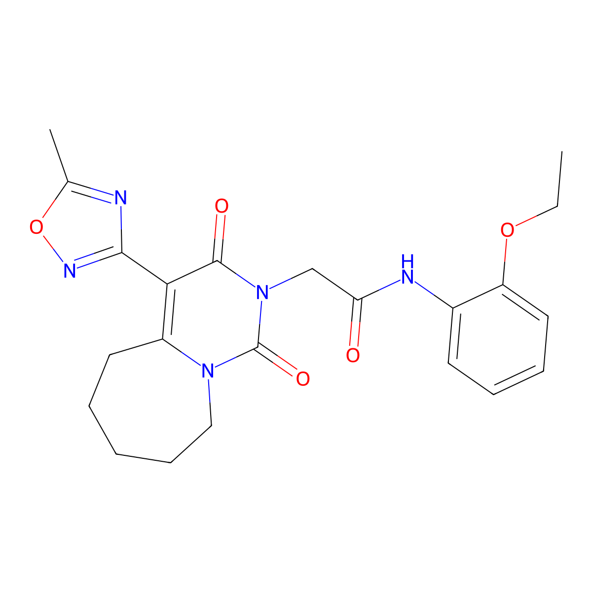 N-(2-ethoxyphenyl)-2-[4-(5-methyl-1,2,4-oxadiazol-3-yl)-1,3-dioxo-3,5,6,7,8,9-hexahydropyrimido[1,6-a]azepin-2(1H)-yl]acetamide molecular structure, CAS 1775346-55-8