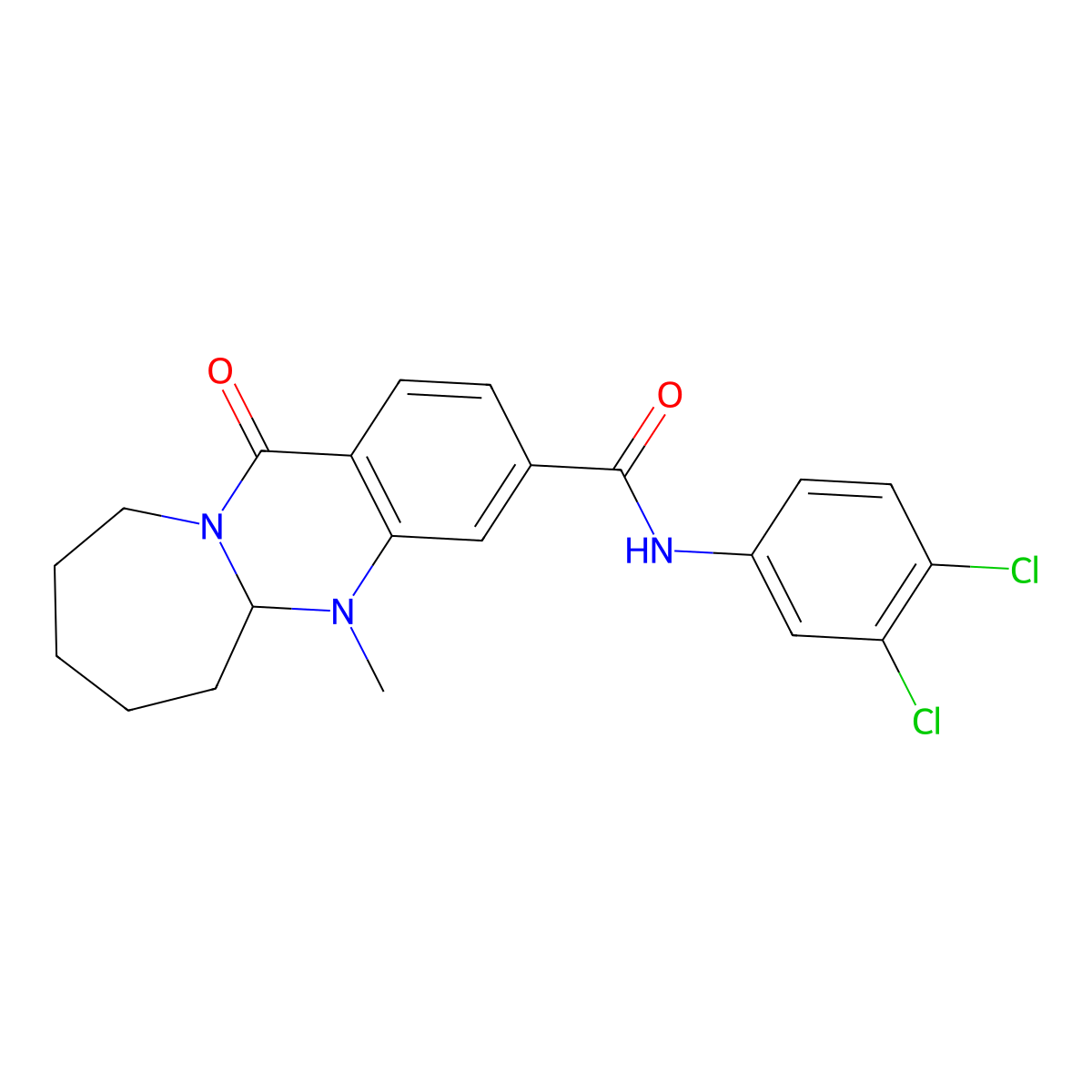 N-(3,4-dichlorophenyl)-5-methyl-12-oxo-5,5a,6,7,8,9,10,12-octahydroazepino[2,1-b]quinazoline-3-carboxamide molecular structure, CAS 1775347-37-9