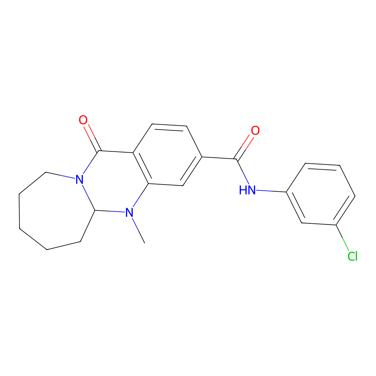 N-(3-chlorophenyl)-5-methyl-12-oxo-5,5a,6,7,8,9,10,12-octahydroazepino[2,1-b]quinazoline-3-carboxamide molecular structure, CAS 1775347-71-1