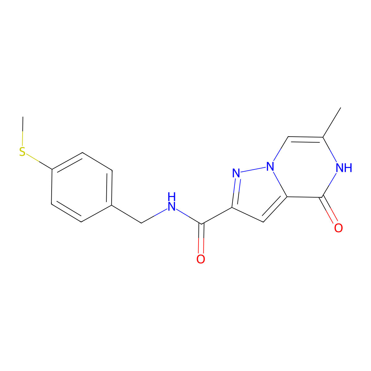 6-methyl-N-[4-(methylsulfanyl)benzyl]-4-oxo-4,5-dihydropyrazolo[1,5-a]pyrazine-2-carboxamide molecular structure, CAS 1775348-32-7