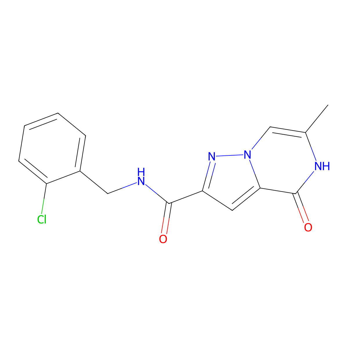 N-(2-chlorobenzyl)-6-methyl-4-oxo-4,5-dihydropyrazolo[1,5-a]pyrazine-2-carboxamide molecular structure, CAS 1775348-38-3