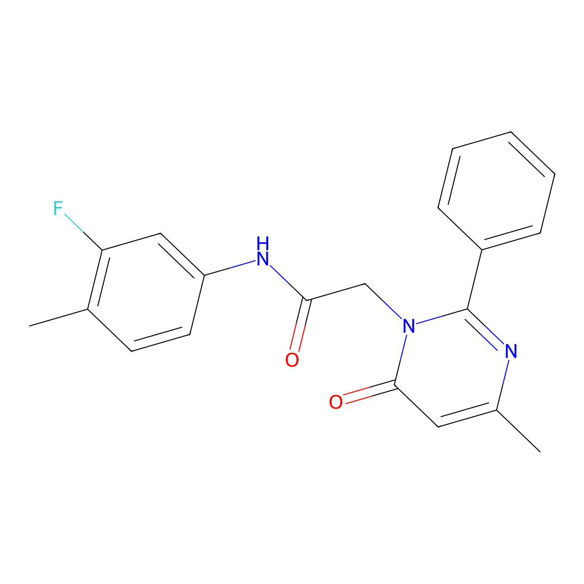 N-(3-Fluoro-4-methylphenyl)-2-(4-methyl-6-oxo-2-phenyl-1,6-dihydropyrimidin-1-YL)acetamide molecular structure, CAS 1775348-77-0