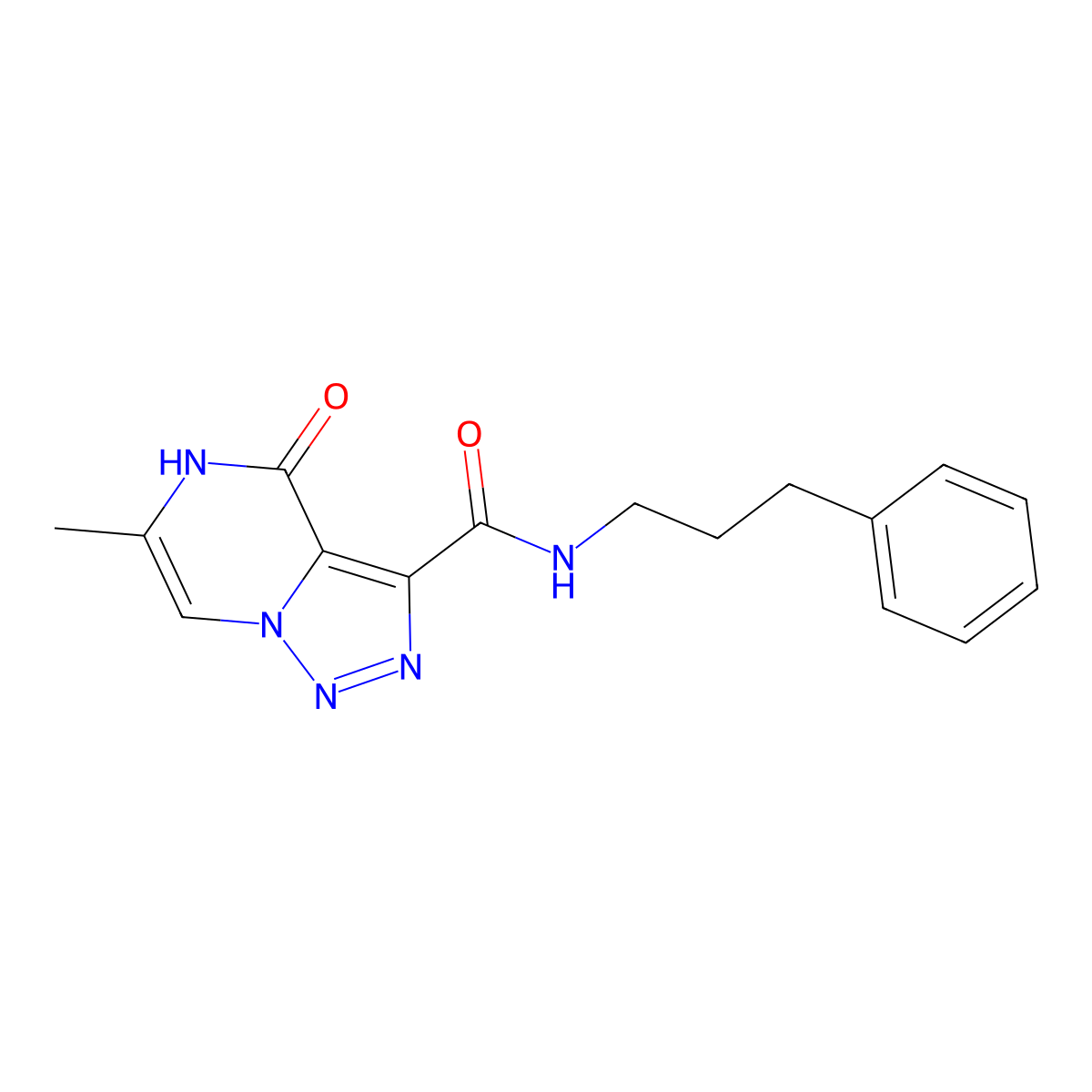 6-methyl-4-oxo-N-(3-phenylpropyl)-4,5-dihydro[1,2,3]triazolo[1,5-a]pyrazine-3-carboxamide molecular structure, CAS 1775349-32-0