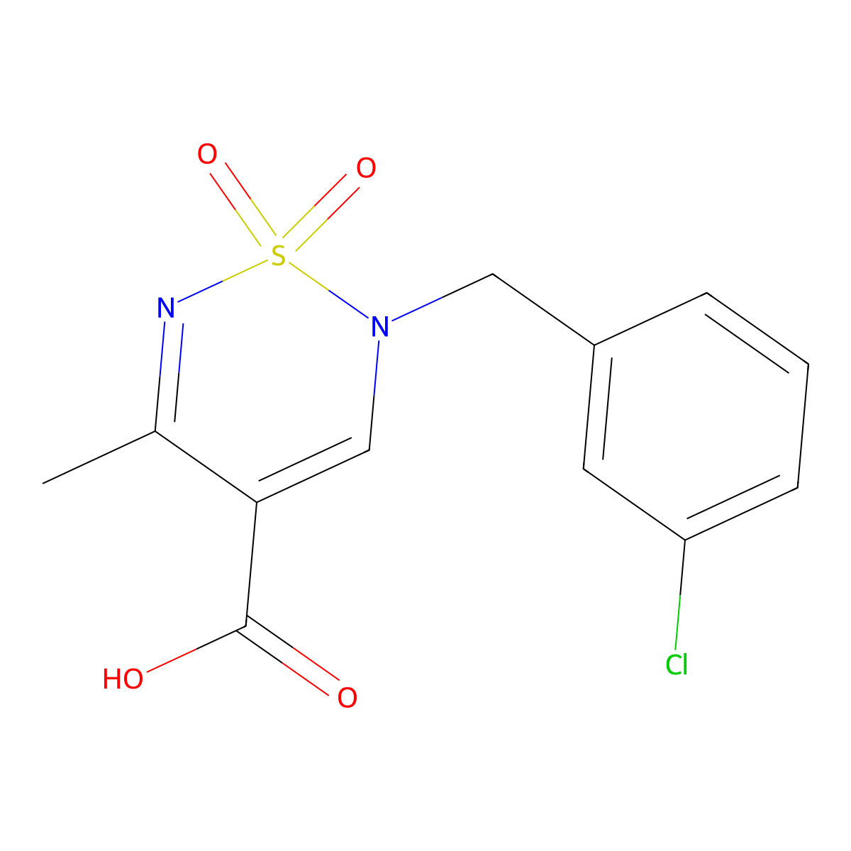 2-(3-chlorobenzyl)-5-methyl-2H-1,2,6-thiadiazine-4-carboxylic acid 1,1-dioxide molecular structure, CAS 1775350-85-0