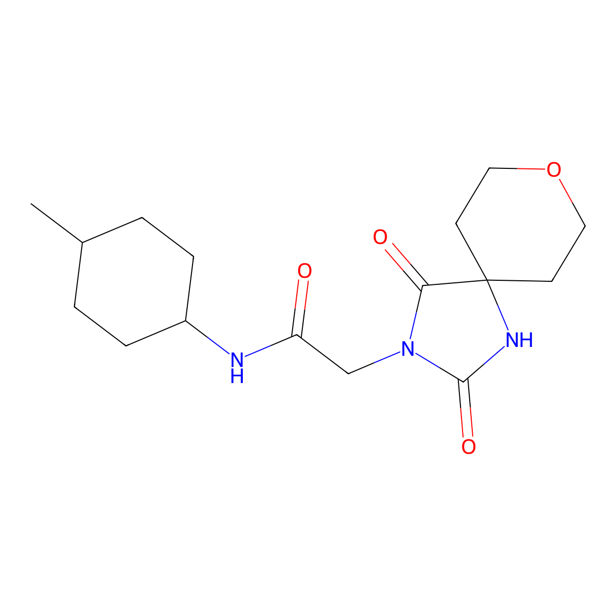 2-(2,4-dioxo-8-oxa-1,3-diazaspiro[4.5]dec-3-yl)-N-(4-methylcyclohexyl)acetamide molecular structure, CAS 1775351-97-7
