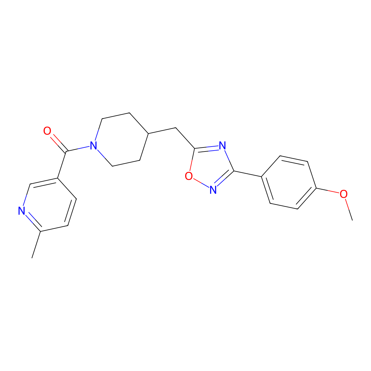 5-[(4-{[3-(4-Methoxyphenyl)-1,2,4-oxadiazol-5-yl]methyl}piperidin-1-yl)carbonyl]-2-methylpyridine molecular structure, CAS 1775352-72-1