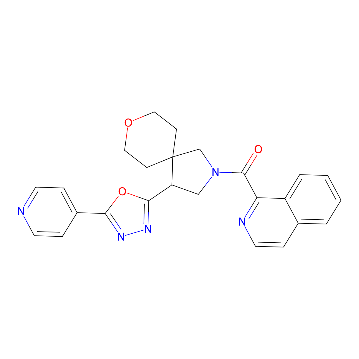 2-(Isoquinoline-1-carbonyl)-4-[5-(pyridin-4-YL)-1,3,4-oxadiazol-2-YL]-8-oxa-2-azaspiro[4.5]decane molecular structure, CAS 1775353-46-2