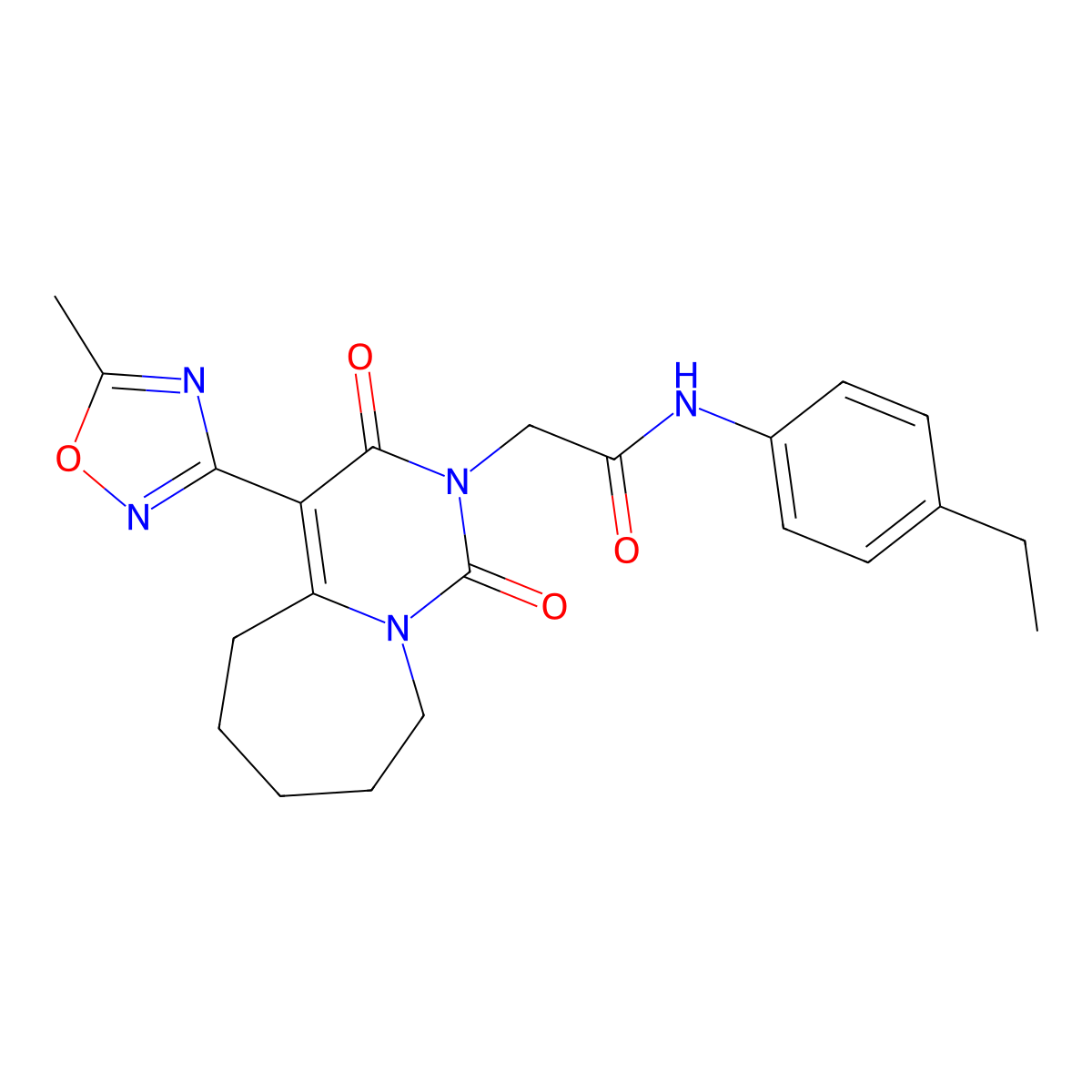 N-(4-ethylphenyl)-2-[4-(5-methyl-1,2,4-oxadiazol-3-yl)-1,3-dioxo-3,5,6,7,8,9-hexahydropyrimido[1,6-a]azepin-2(1H)-yl]acetamide molecular structure, CAS 1775354-06-7
