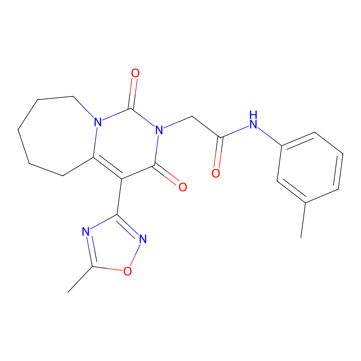 2-[4-(5-methyl-1,2,4-oxadiazol-3-yl)-1,3-dioxo-1H,2H,3H,5H,6H,7H,8H,9H-pyrimido[1,6-a]azepin-2-yl]-N-(3-methylphenyl)acetamide molecular structure, CAS 1775354-21-6