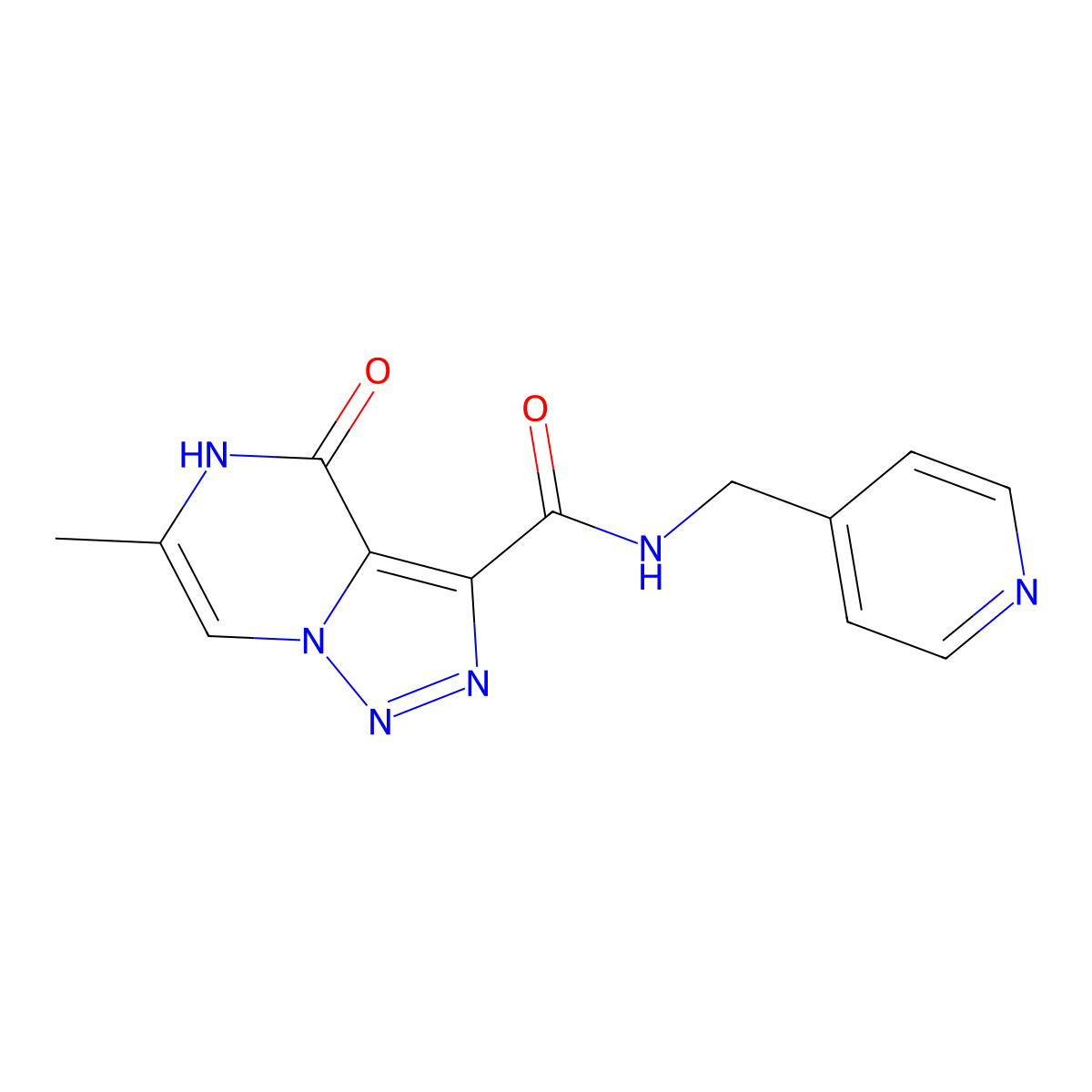 6-methyl-4-oxo-N-(pyridin-4-ylmethyl)-4,5-dihydro[1,2,3]triazolo[1,5-a]pyrazine-3-carboxamide molecular structure, CAS 1775357-35-1