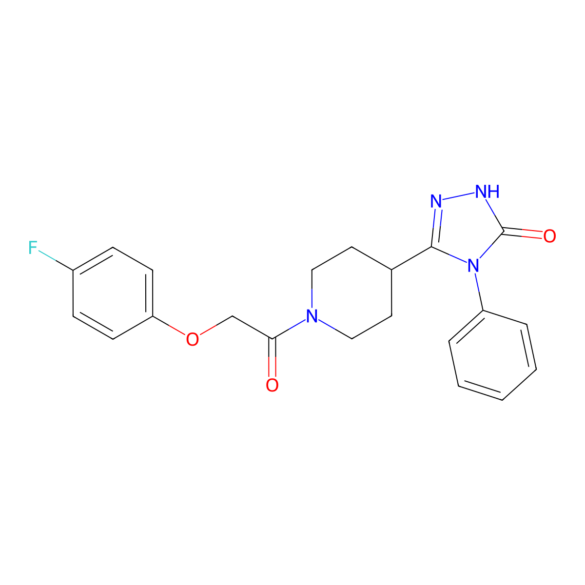 5-{1-[(4-fluorophenoxy)acetyl]piperidin-4-yl}-4-phenyl-2,4-dihydro-3H-1,2,4-triazol-3-one molecular structure, CAS 1775357-55-5