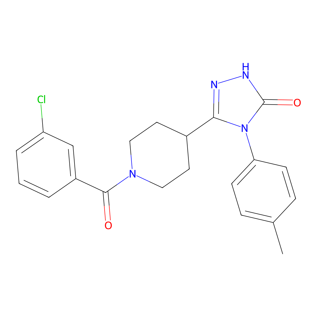 5-[1-(3-chlorobenzoyl)piperidin-4-yl]-4-(4-methylphenyl)-2,4-dihydro-3H-1,2,4-triazol-3-one molecular structure, CAS 1775357-62-4