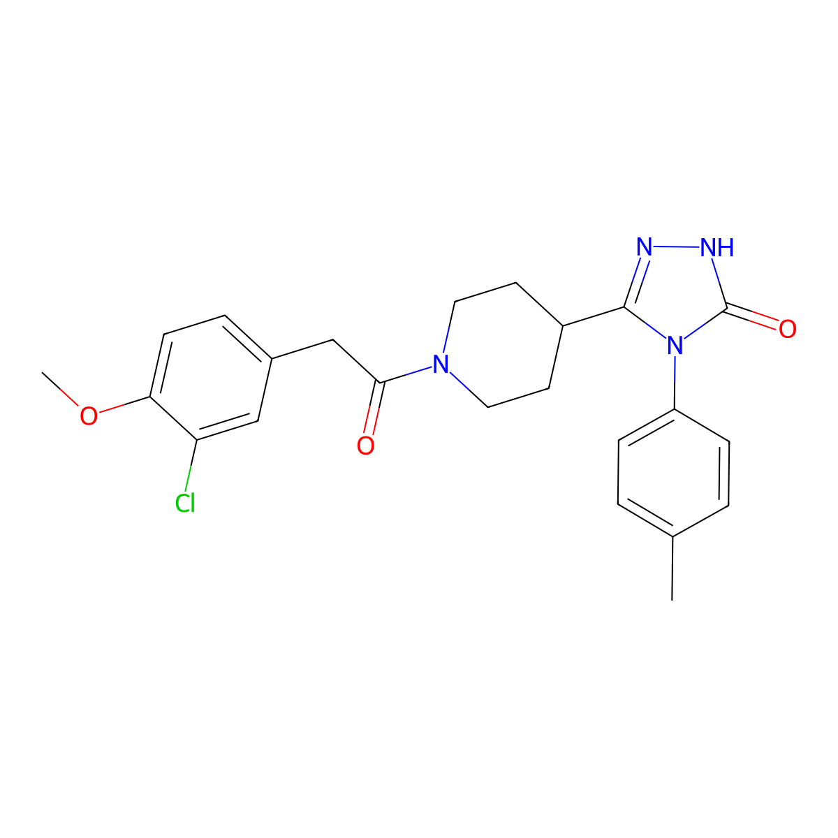 5-{1-[(3-chloro-4-methoxyphenyl)acetyl]piperidin-4-yl}-4-(4-methylphenyl)-2,4-dihydro-3H-1,2,4-triazol-3-one molecular structure, CAS 1775357-95-3
